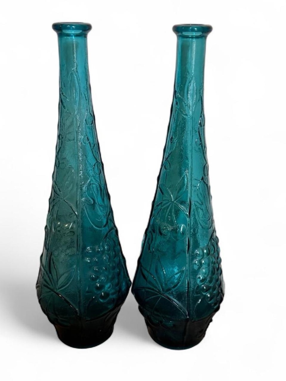 Vintage teal glass genie bottle Decatur’s - Picture 2 of 5